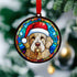 Goldendoodle in Santa Hat Suncatcher Decoration